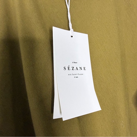 Sézane Pippaé Dress Pistachio Green Organic Cotton Side Tie Midi NWT - Picture 4 of 8